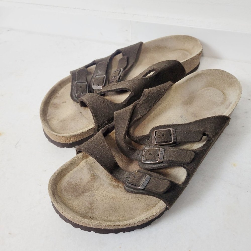 Birkenstock Florida Brown Leather Suede Sandals Size 9